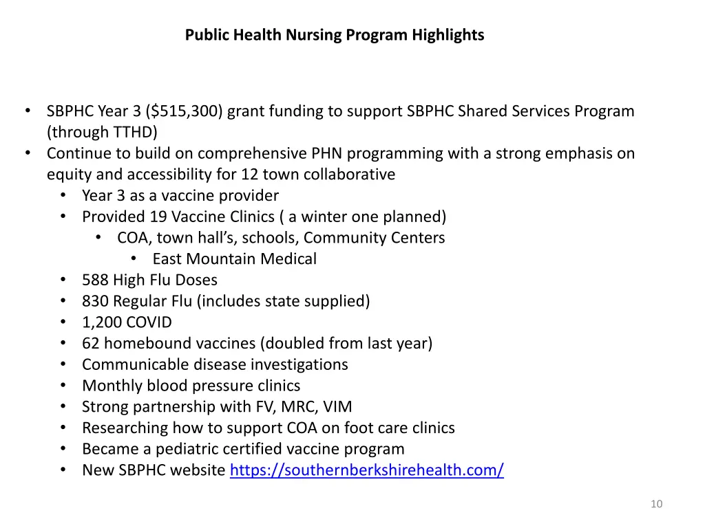 public health nursing program highlights