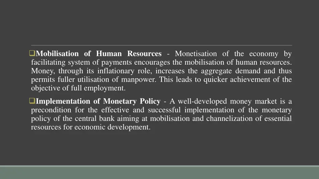 mobilisation of human resources monetisation