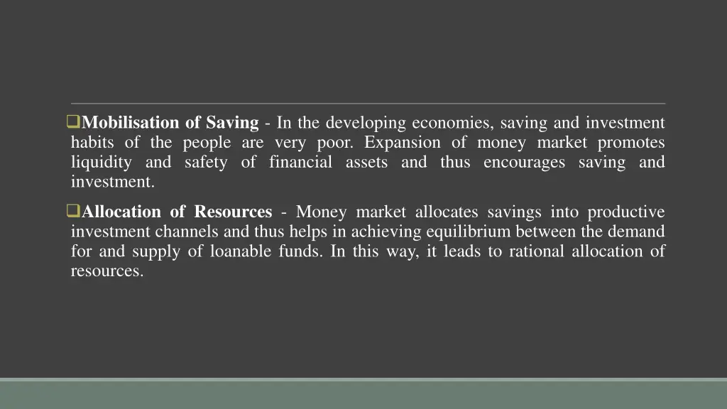 mobilisation of saving in the developing