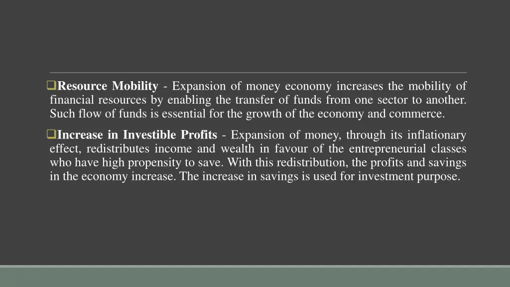 resource mobility expansion of money economy