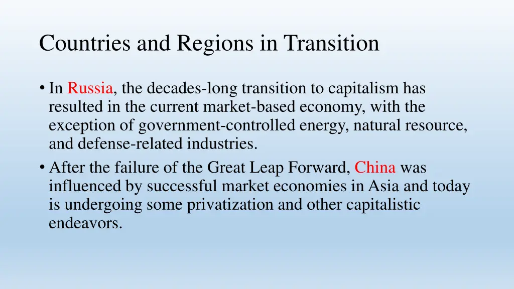countries and regions in transition