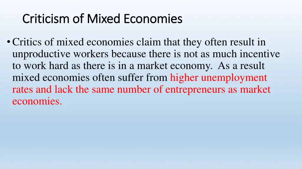 criticism of mixed economies criticism of mixed