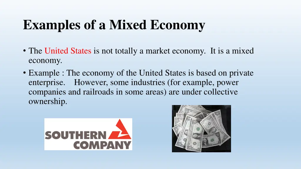 examples of a mixed economy 1