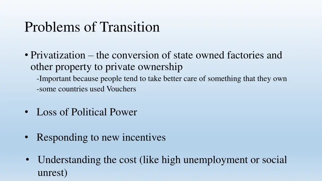 problems of transition