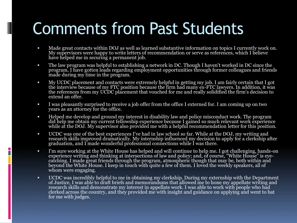 comments from past students