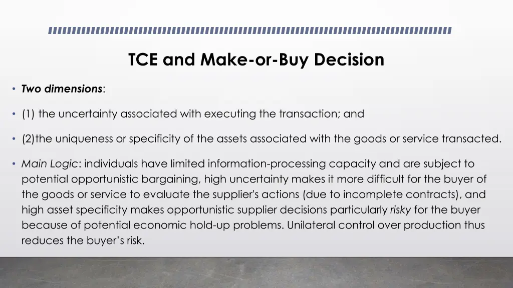tce and make or buy decision