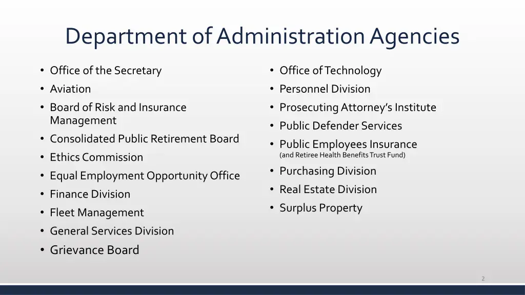 department of administration agencies
