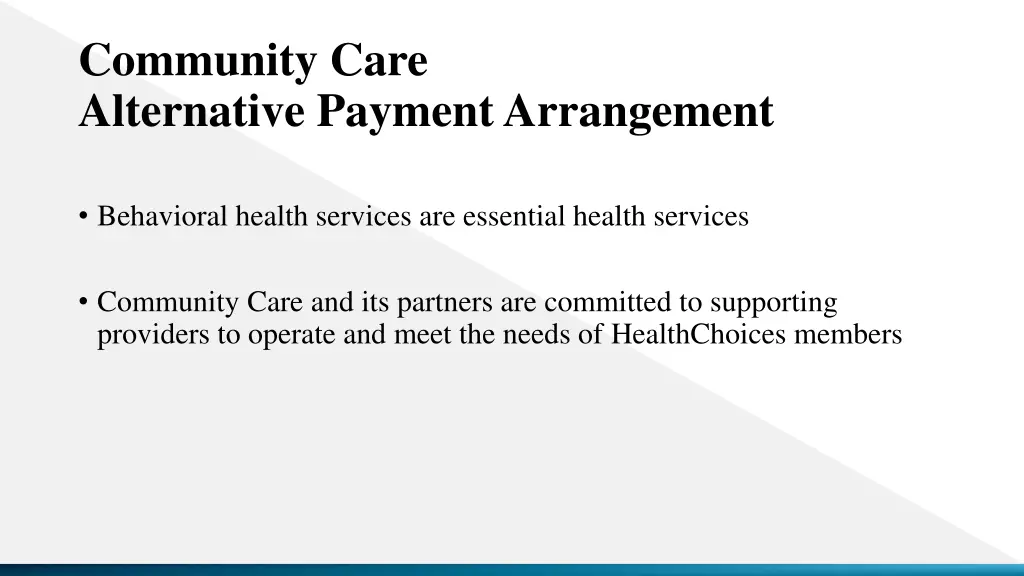 community care alternative payment arrangement
