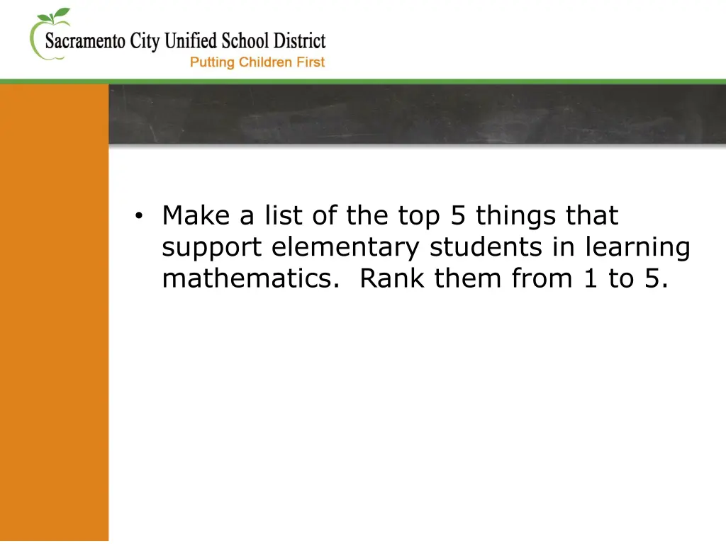 make a list of the top 5 things that support