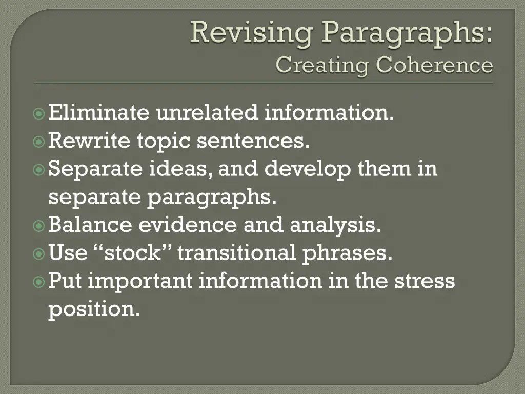 eliminate unrelated information rewrite topic