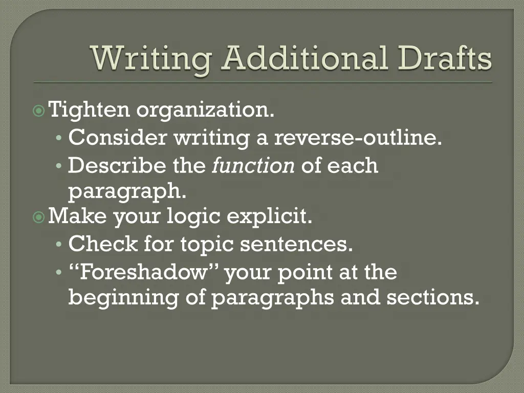 tighten organization consider writing a reverse
