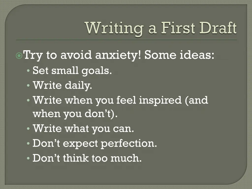 try to avoid anxiety some ideas set small goals