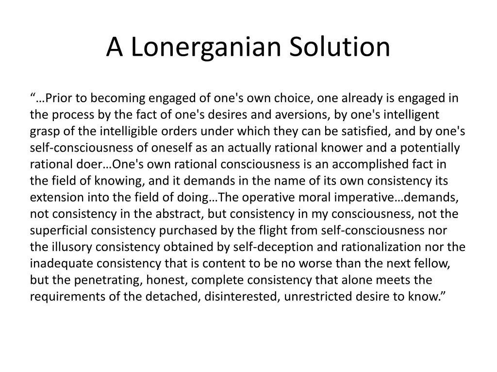 a lonerganian solution 1