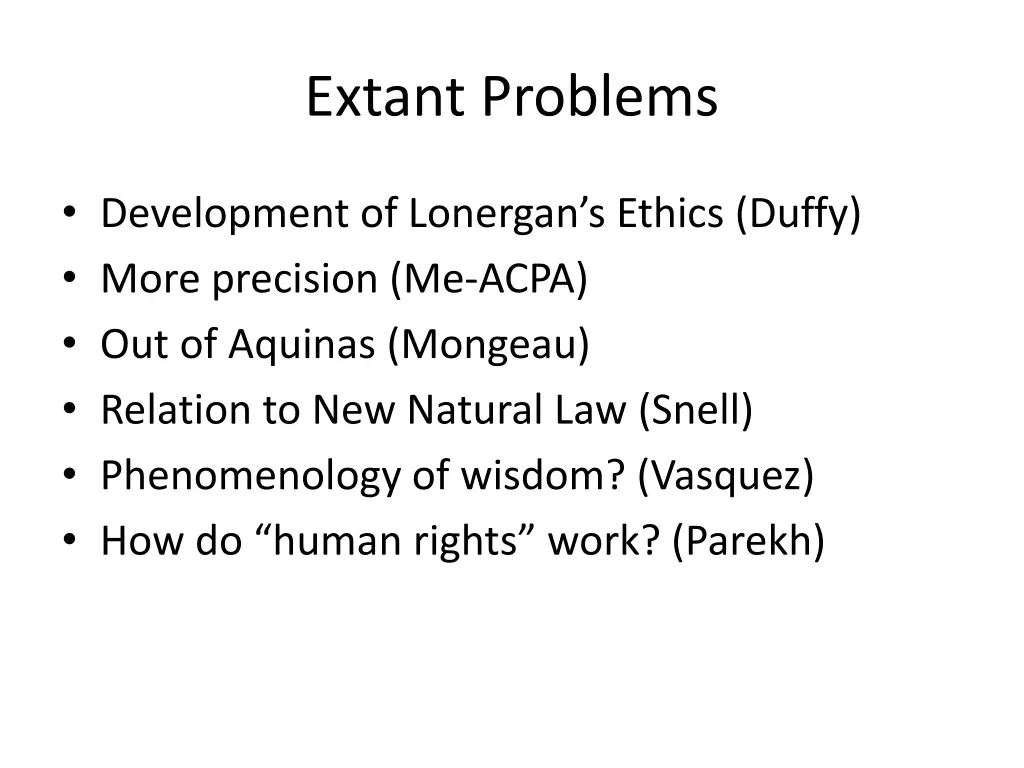 extant problems