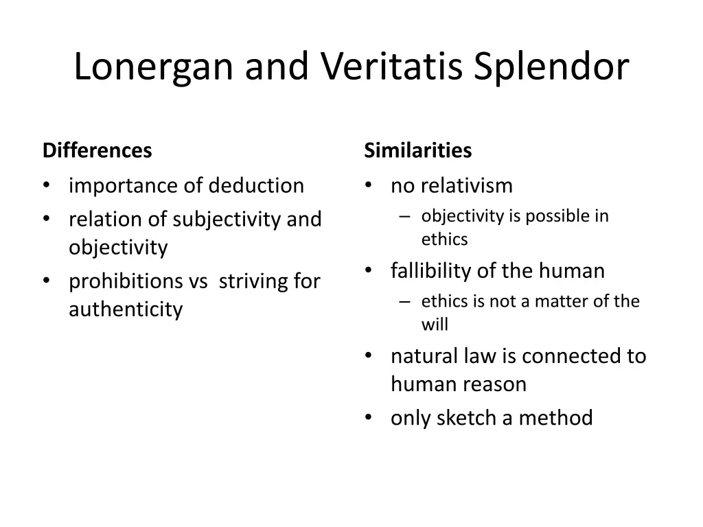 lonergan and veritatis splendor