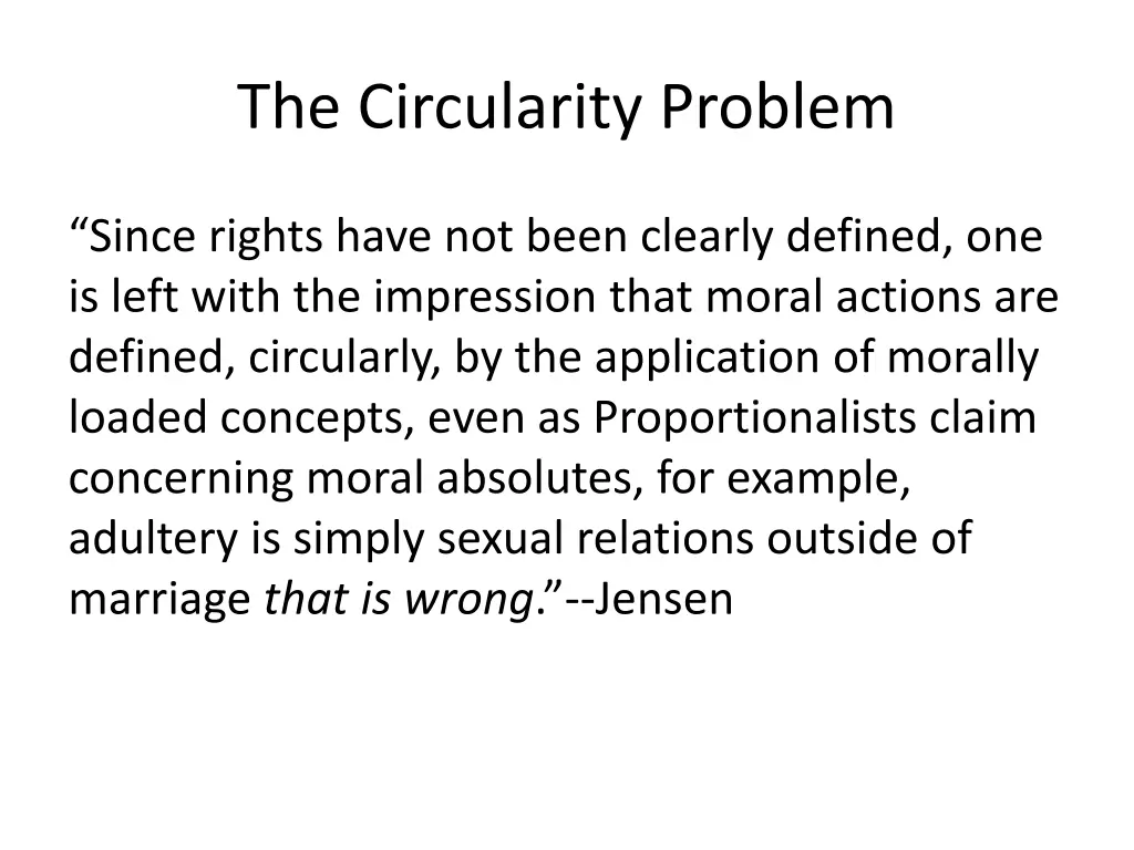 the circularity problem