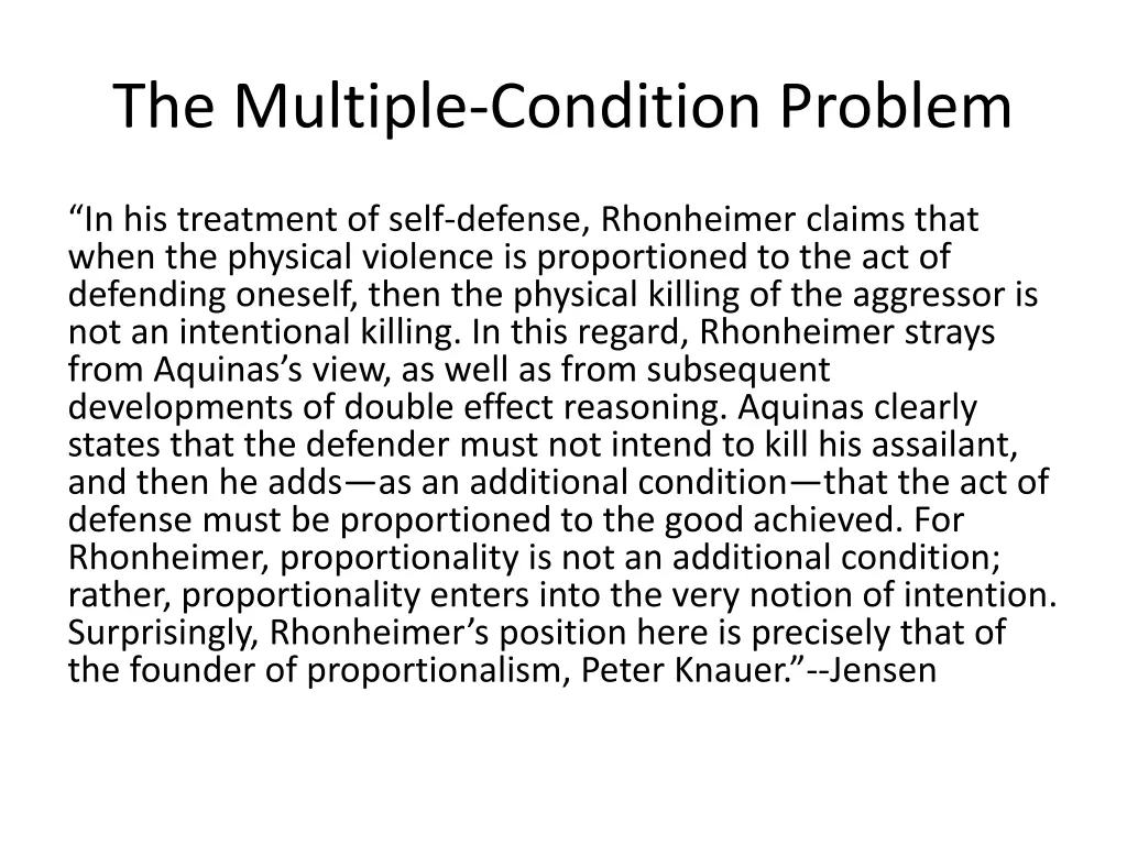 the multiple condition problem