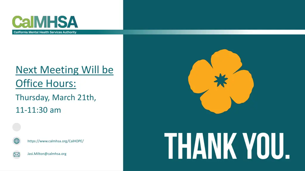 next meeting will be office hours thursday march