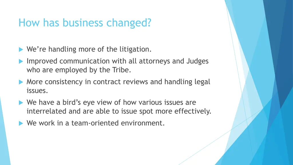 how has business changed 1
