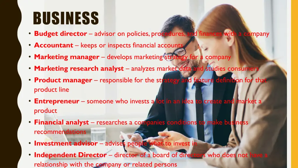 business budget director advisor on policies