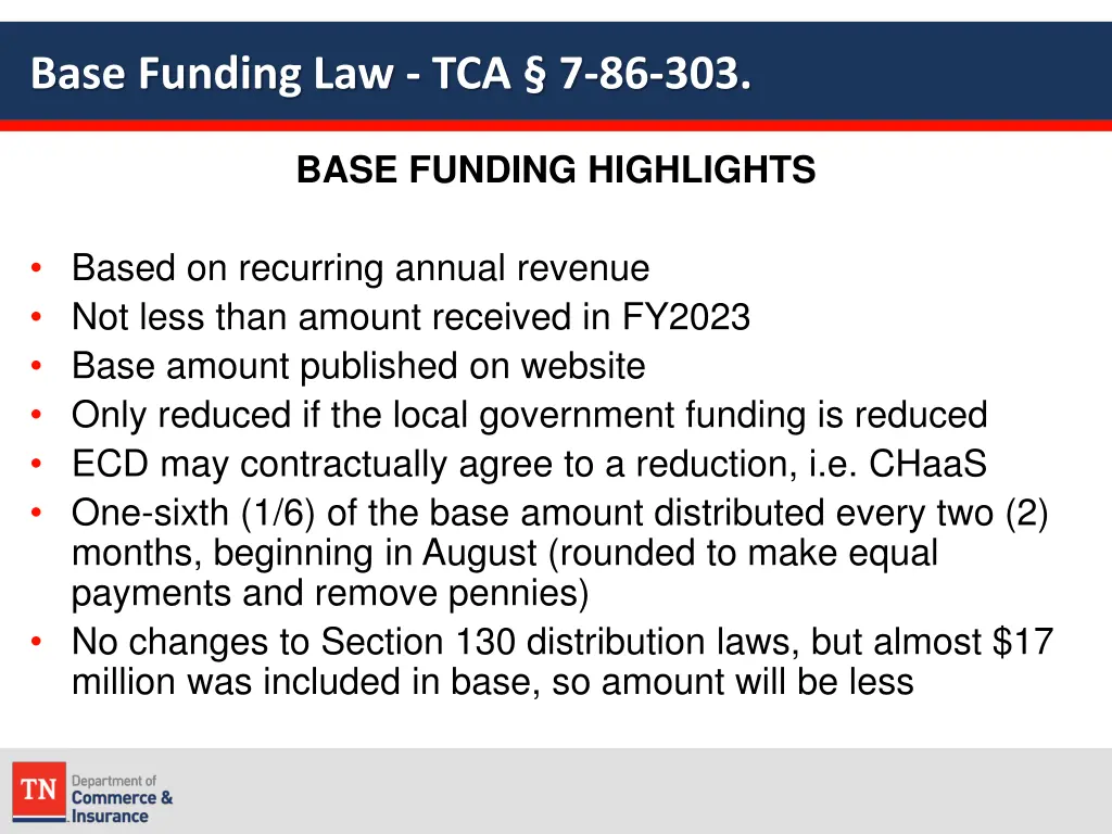 base funding law tca 7 86 303 1