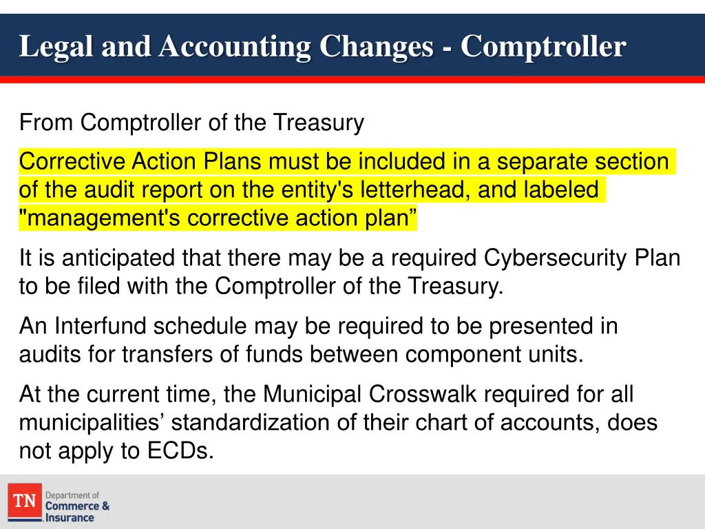 legal and accounting changes comptroller 1