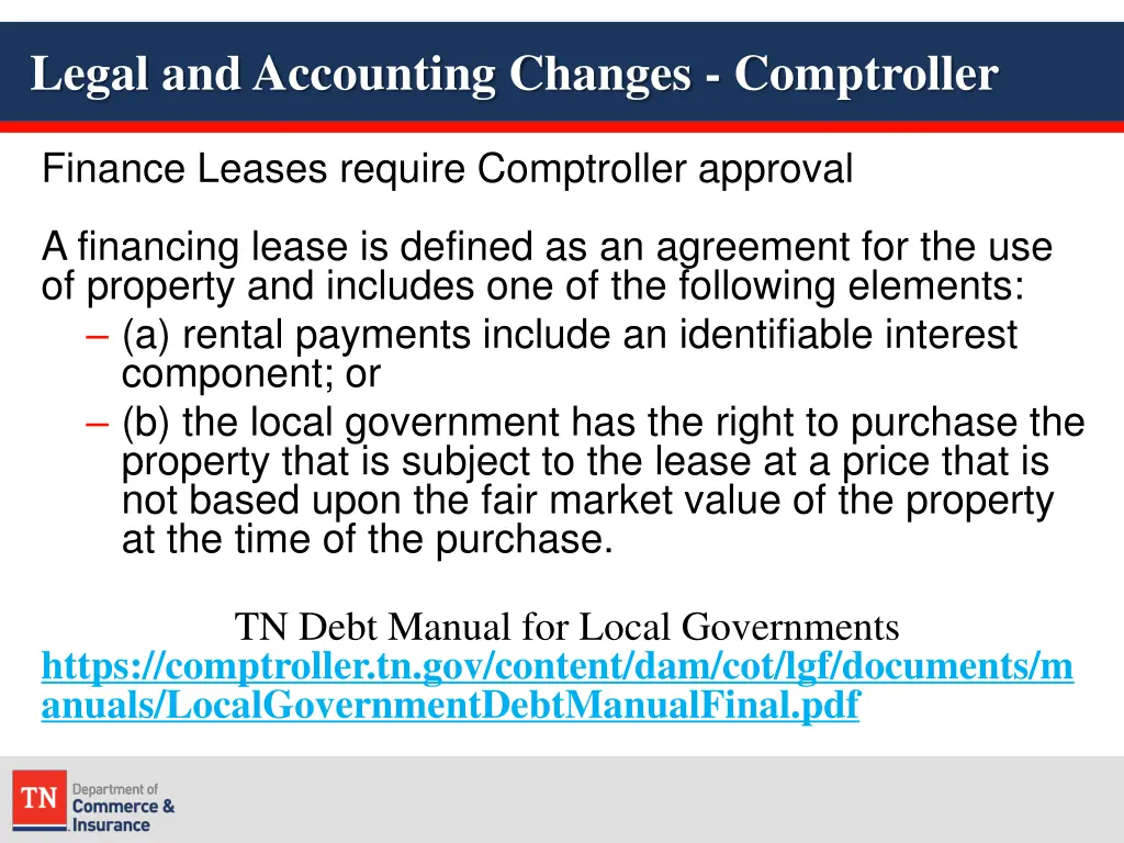 legal and accounting changes comptroller