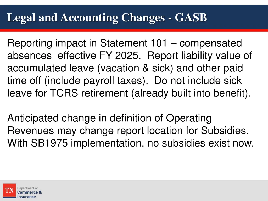 legal and accounting changes gasb 2