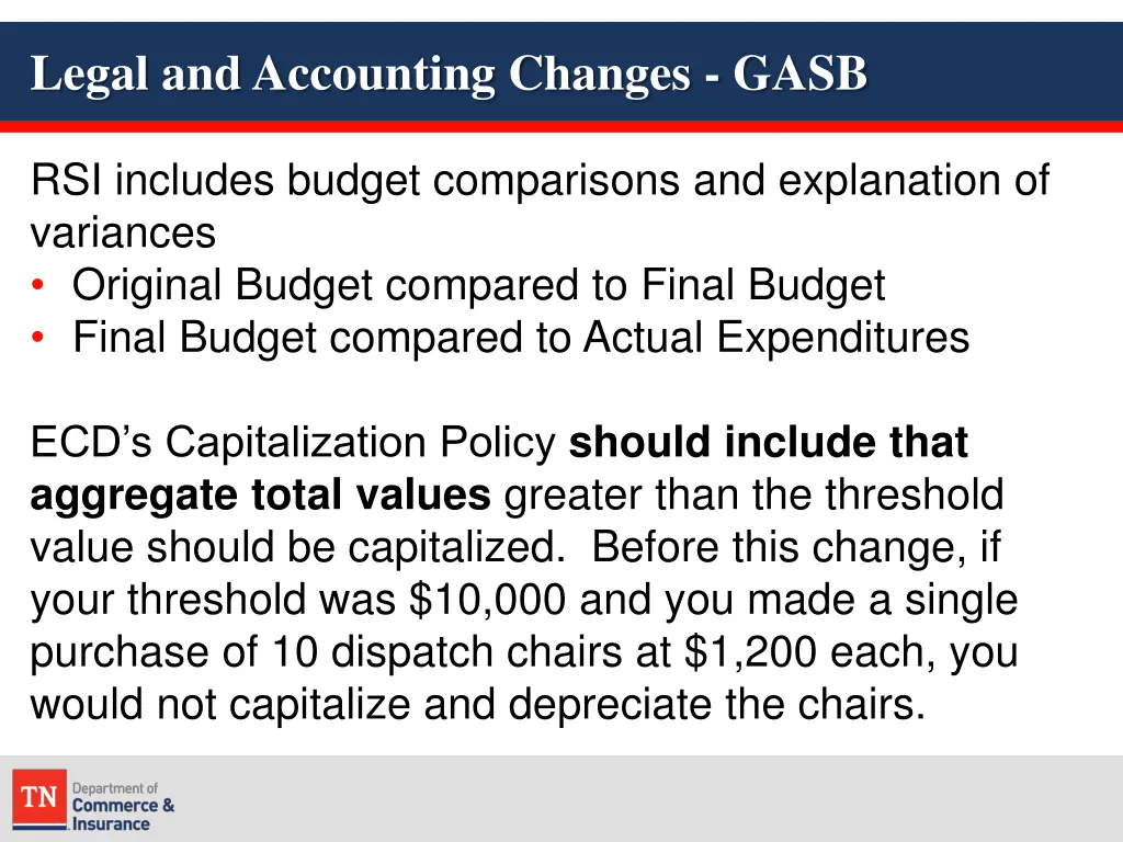 legal and accounting changes gasb 3