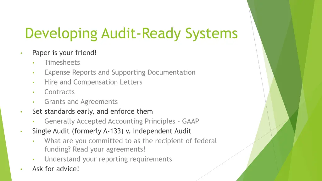 developing audit ready systems