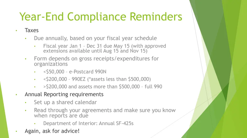year end compliance reminders