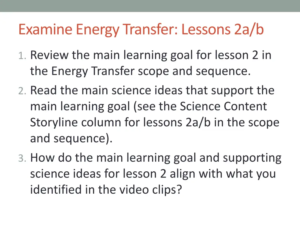 examine energy transfer lessons 2a b