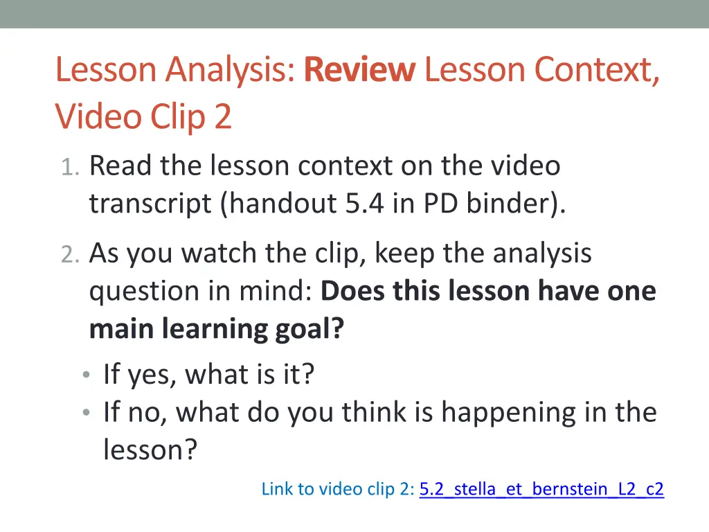 lesson analysis review lesson context video clip 2