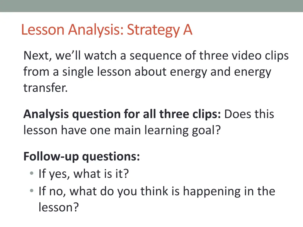 lesson analysis strategy a