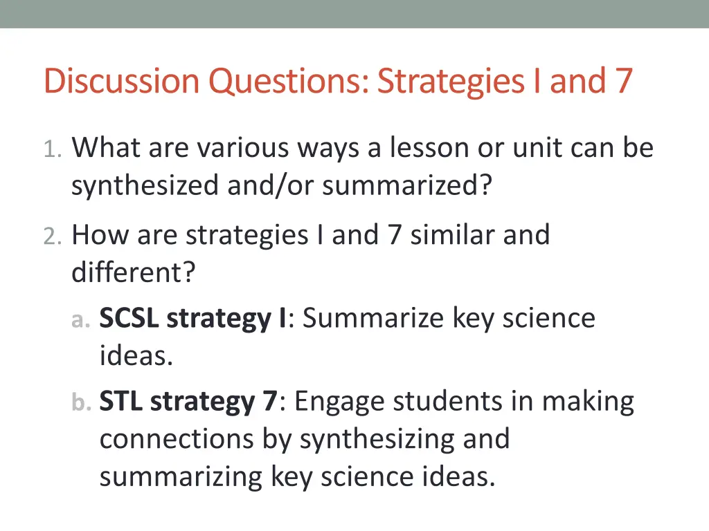 discussion questions strategies i and 7