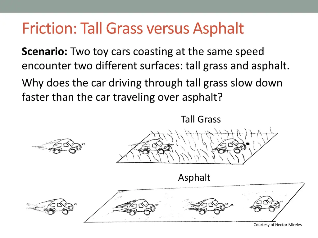 friction tall grass versus asphalt
