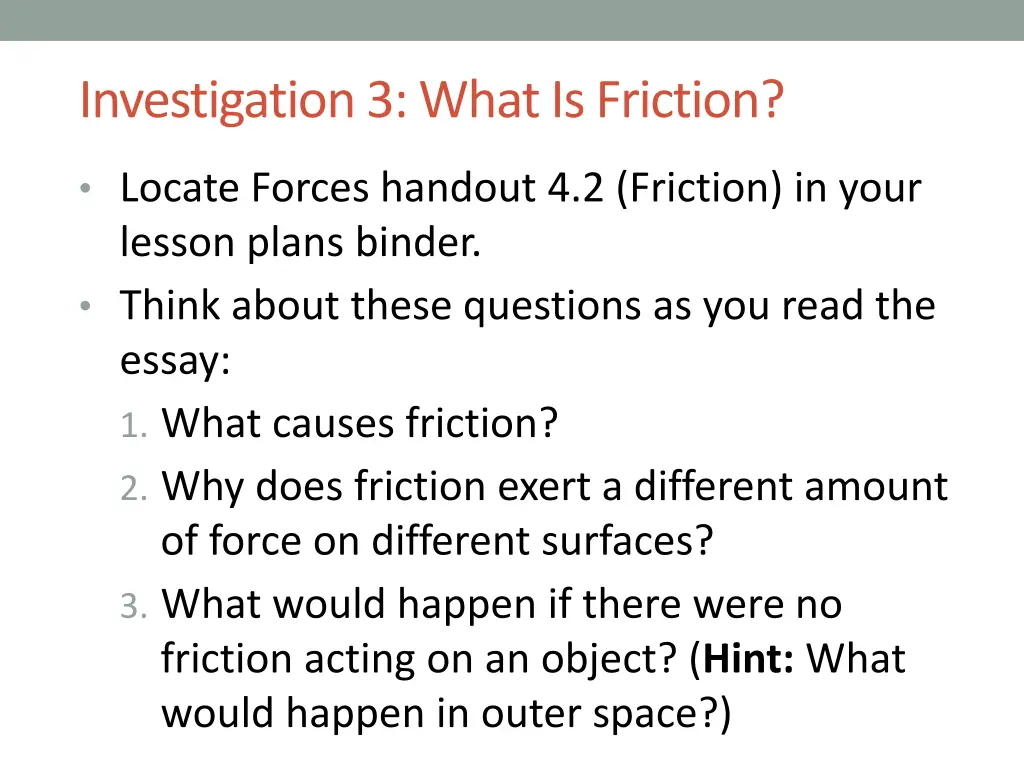 investigation 3 what is friction