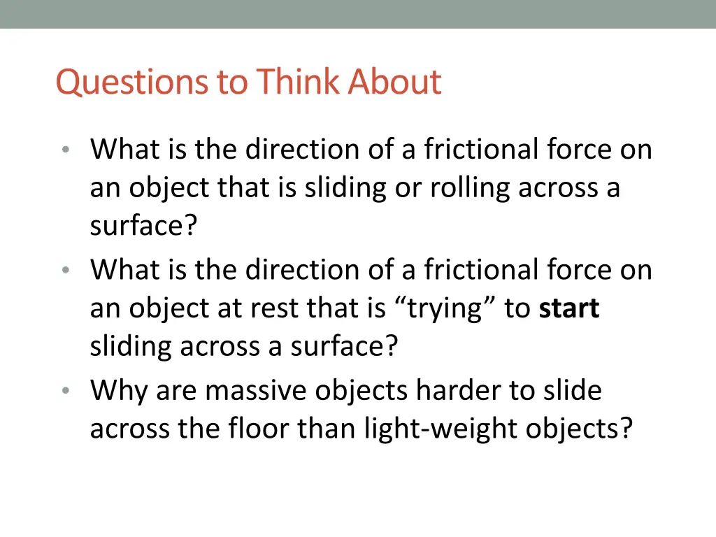 questions to think about
