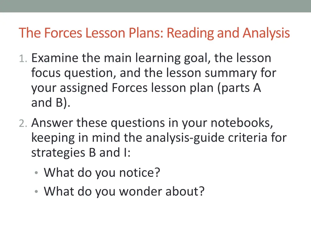 the forces lesson plans reading and analysis