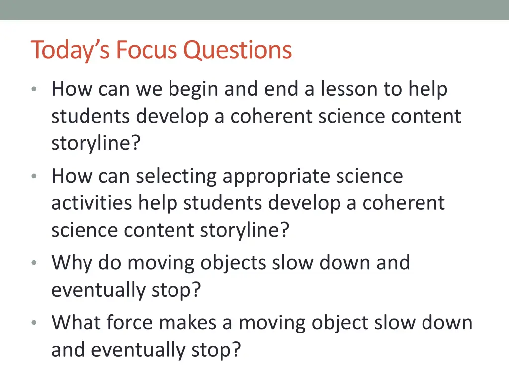 today s focus questions