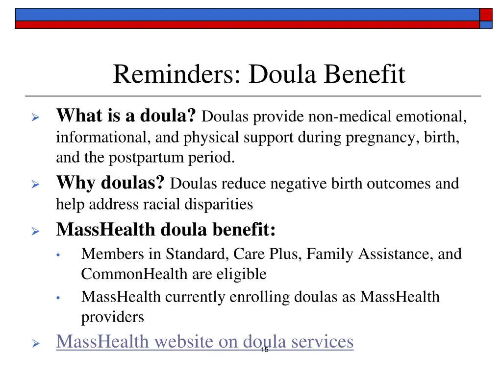 reminders doula benefit