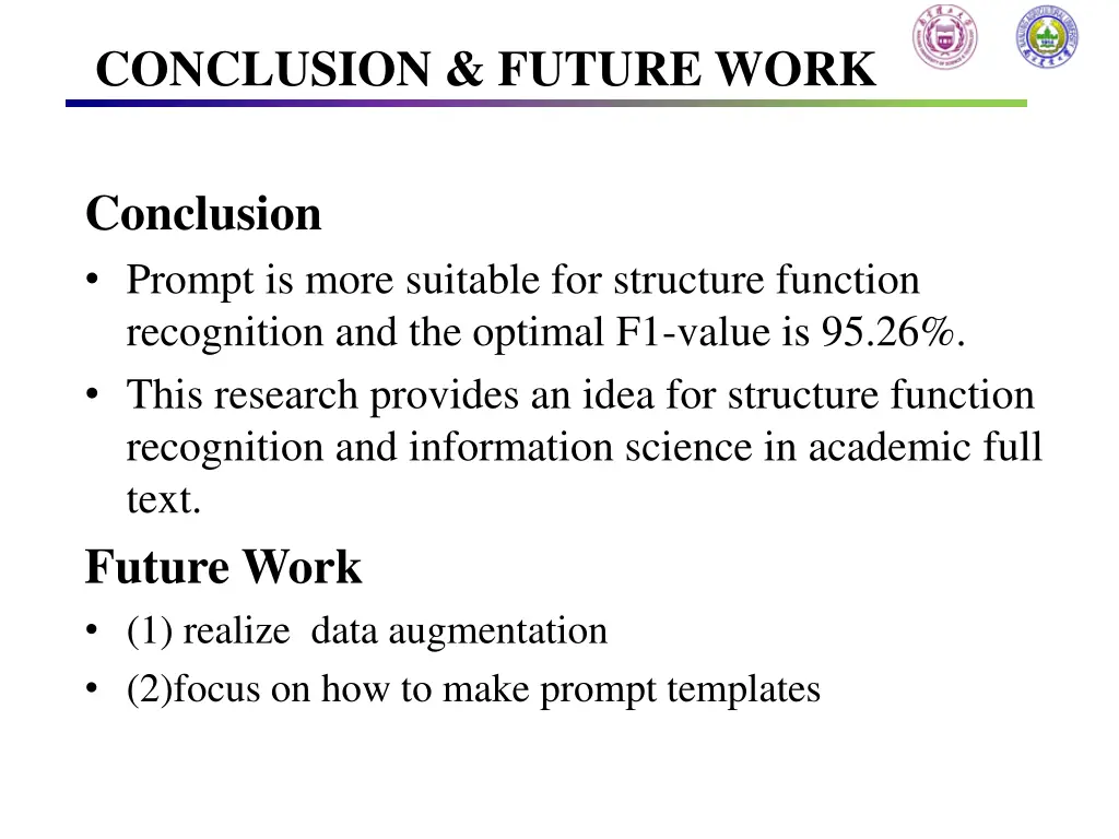 conclusion future work