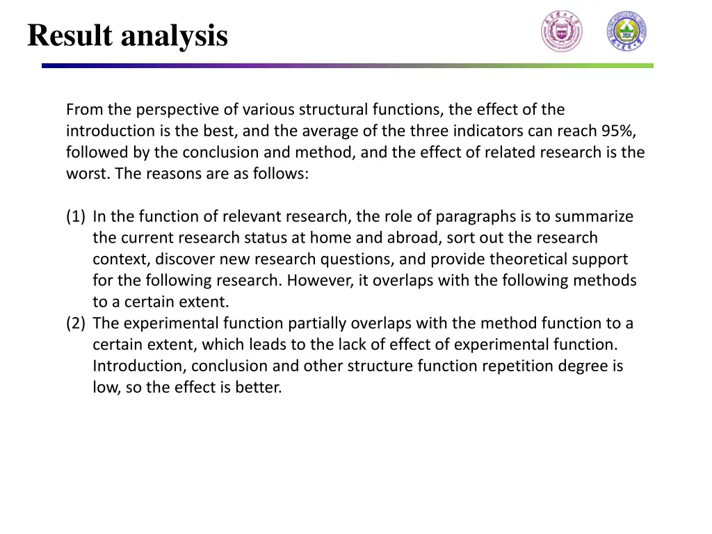 result analysis