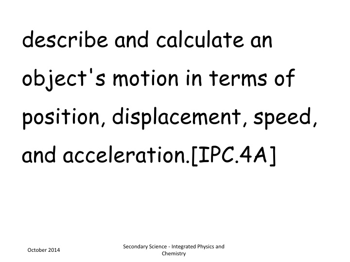 describe and calculate an object s motion