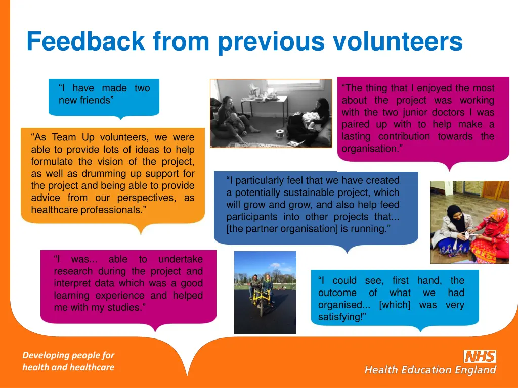 feedback from previous volunteers