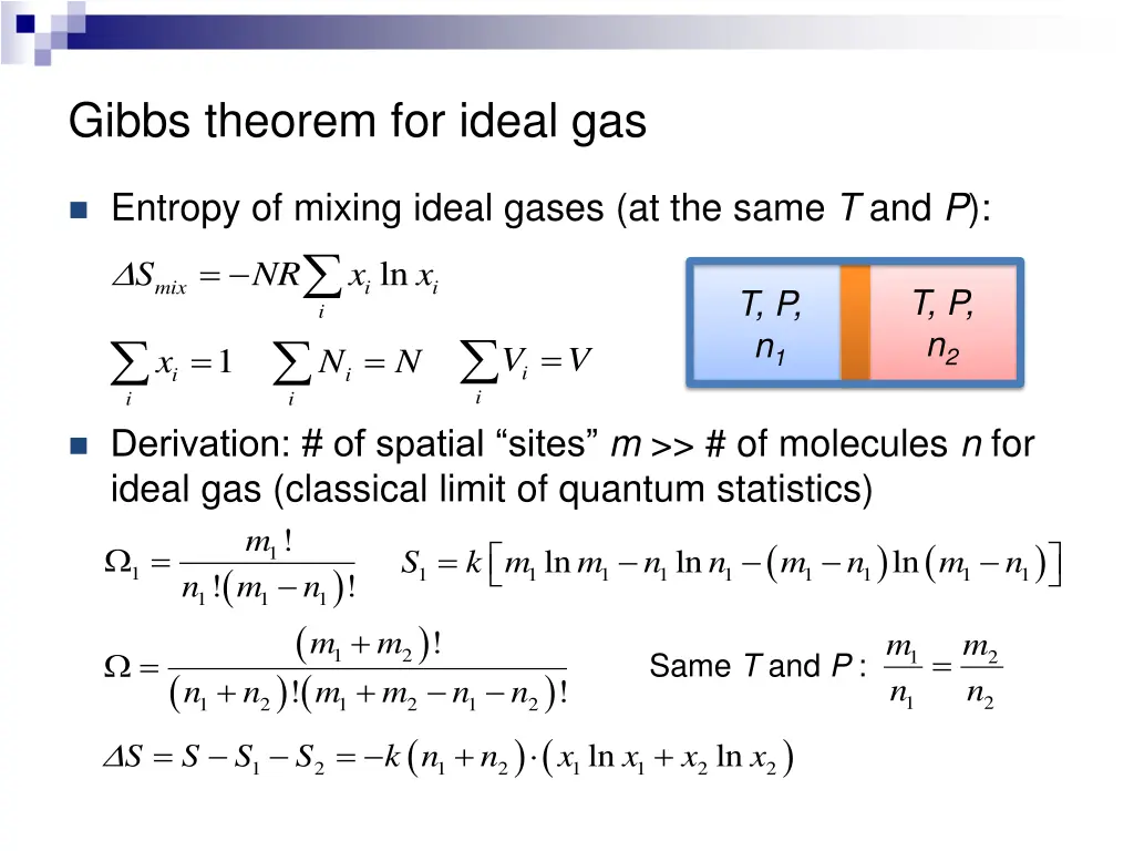 gibbs theorem for ideal gas