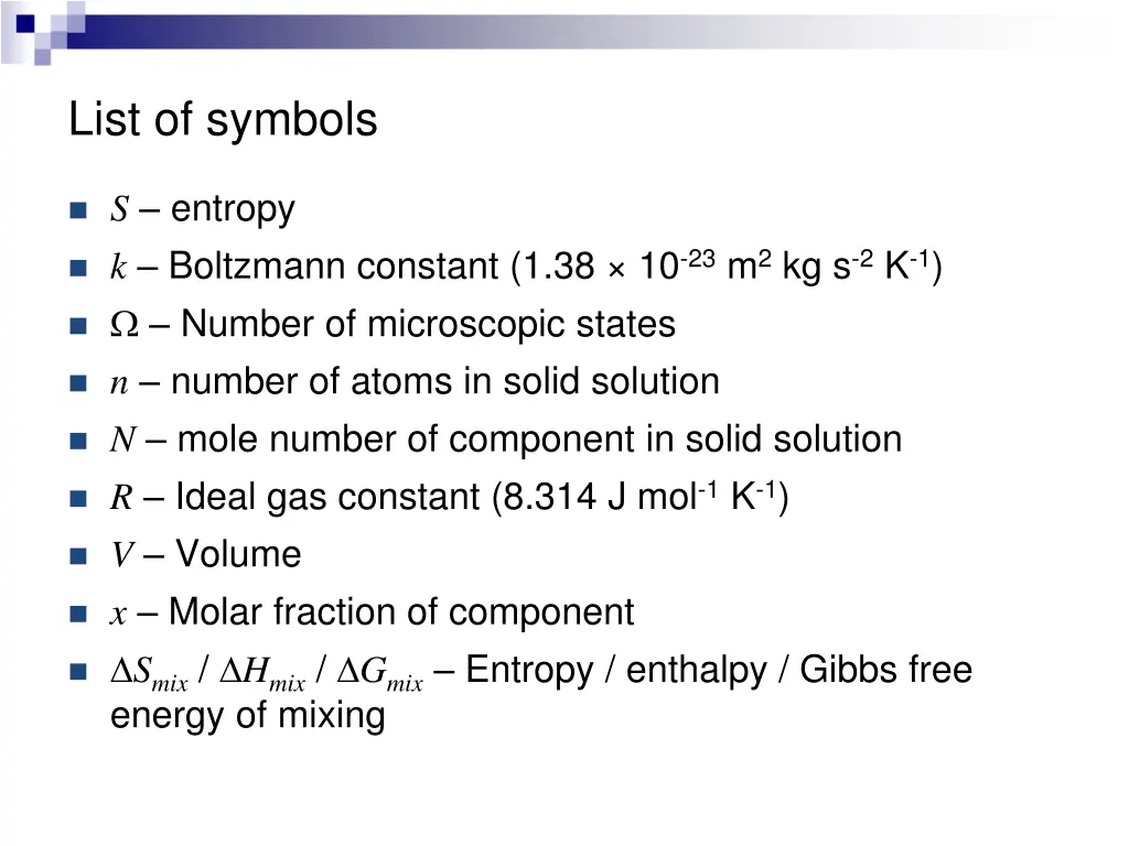list of symbols
