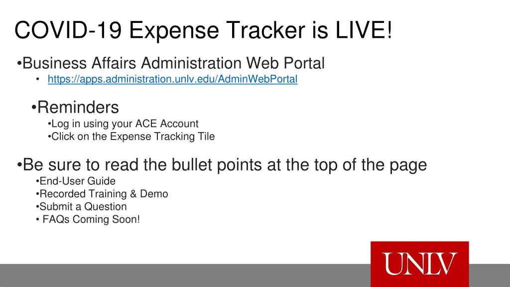 covid 19 expense tracker is live
