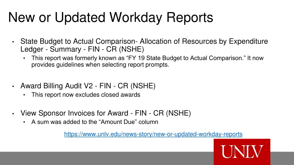new or updated workday reports 1