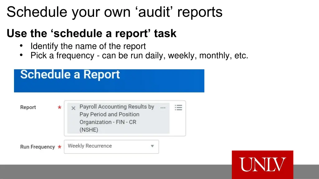 schedule your own audit reports